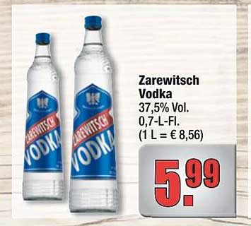 Zarewitsch Vodka 37,5% Vol., 0,7 L-Fl.