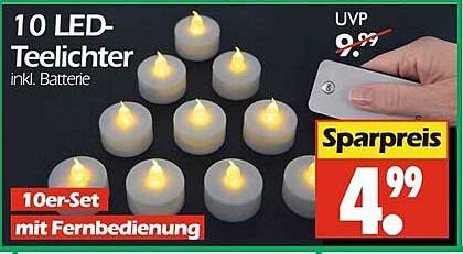 10 LED-Teelichter inkl. Batterie mit Fernbedienung
