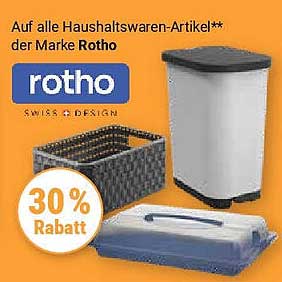 30% Rabatt auf alle Haushaltswaren-Artikel der Marke Rotho