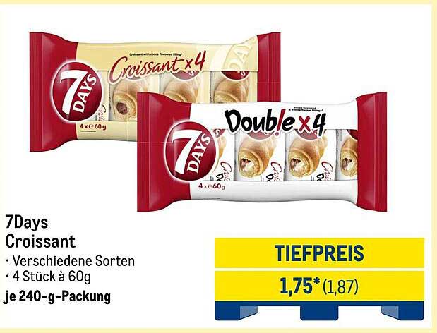 7Days Croissant - Verschiedene Sorten, 4 Stück à 60g