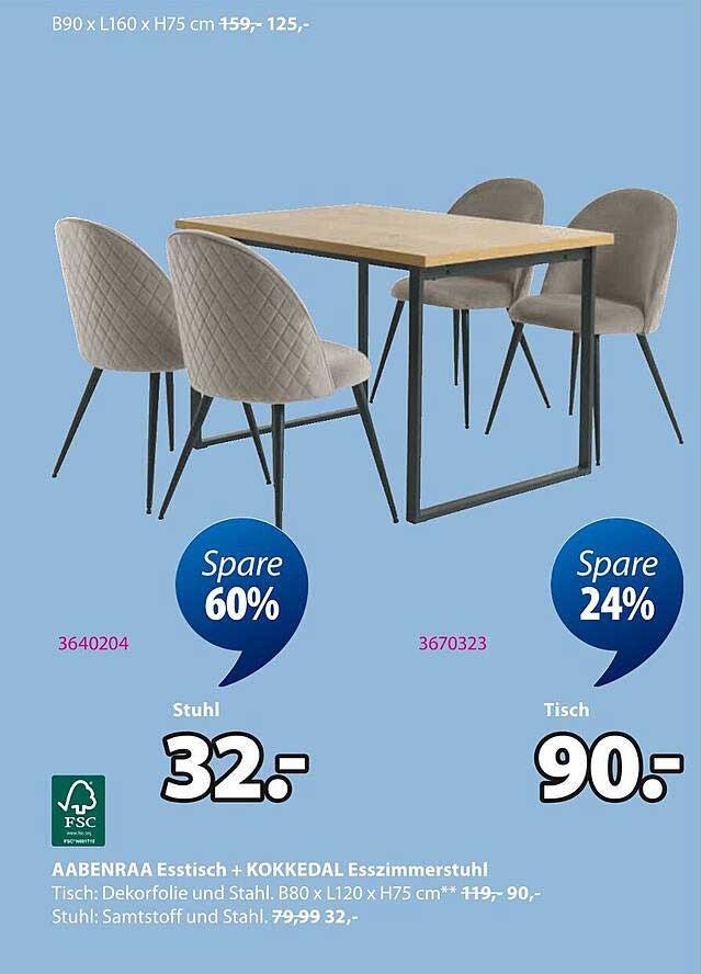 AABENRAA Esstisch + KOKKEDAL Esszimmerstuhl