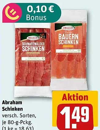 Abraham Schinken - Schwarz-Wälder Schinken und Bauernschinken 80-g-Pckg