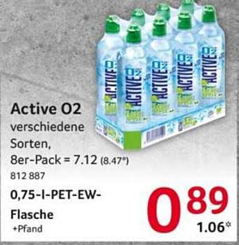 Active O2 verschiedene Sorten 0,75 l PET-Flasche