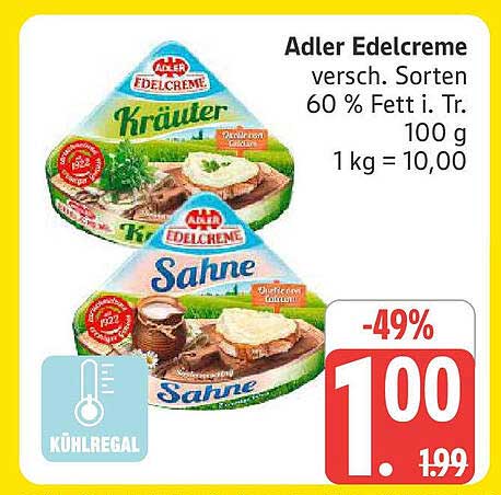 Adler Edelcreme verschiedene Sorten