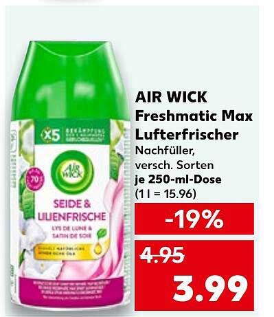 AIR WICK Freshmatic Max Lufterfrischer Nachfüller, verschiedene Sorten je 250-ml-Dose
