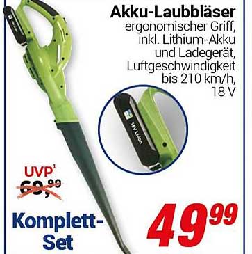Akku-Laubbläser mit ergonomischem Griff - Komplett-Set