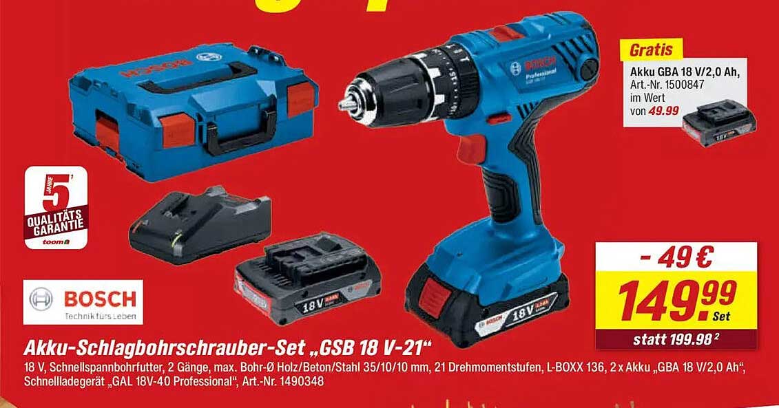 Akku-Schlagbohrschrauber-Set „GSB 18 V-21“