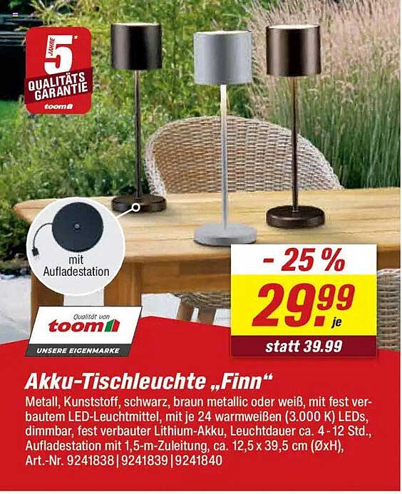 Akku-Tischleuchte „Finn“
