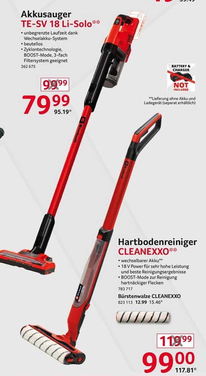 Akkusauger TE-SV 18 Li-Solo und Hartbodenreiniger CLEANEXXO