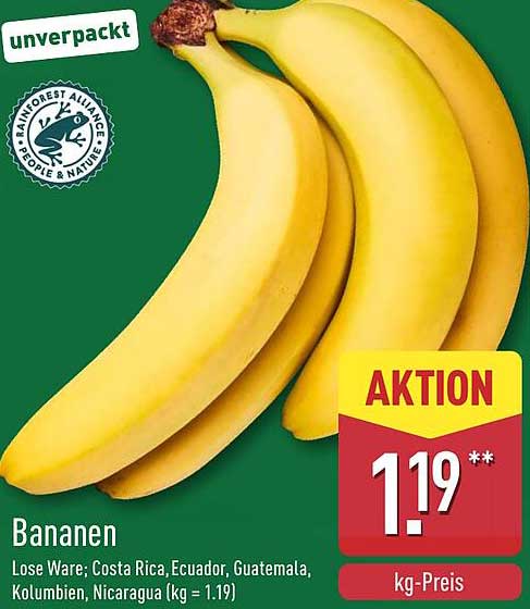 Aktion: Bananen - Lose Ware aus Costa Rica, Ecuador, Guatemala, Kolumbien und Nicaragua