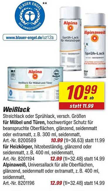 Alpina Weißlack - für Möbel und Türen