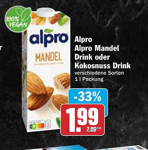 Alpro Mandel Drink oder Kokosnuss Drink 1 l, verschiedene Sorten