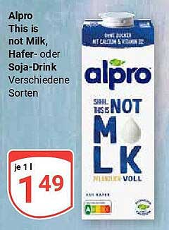Alpro This is not Milk, Hafer- oder Soja-Drink - verschiedene Sorten