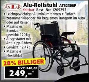 Alu-Rollstuhl AT52306P - faltbar