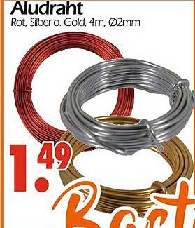 Aludraht – Rot, Silber oder Gold, 4m, Ø2mm