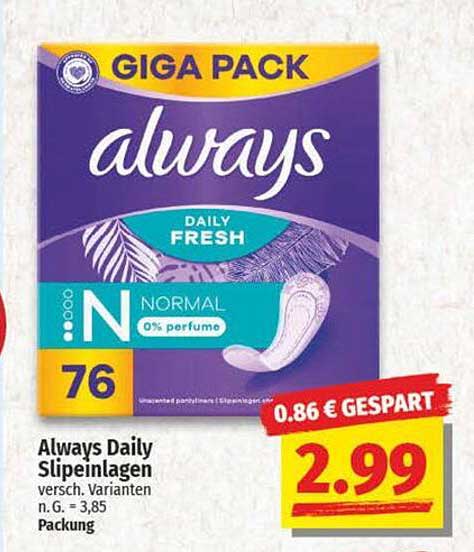 Always Daily Slipeinlagen GIGA PACK - 76 Stück