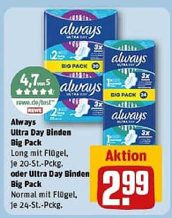 Always Ultra Day Binden Big Pack - Aktion für nur 2,99 €