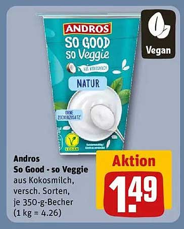 Andros So Good - so Veggie aus Kokosmilch, 350-g-Becher
