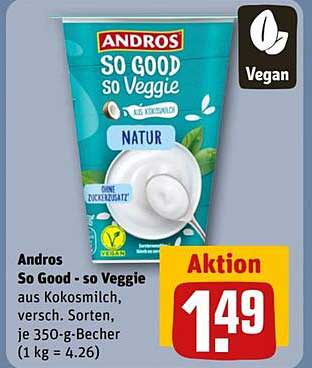 Andros So Good - so Veggie aus Kokosmilch, verschiedene Sorten, 350-g-Becher
