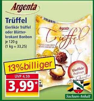 Argenta Trüffel Eierlikör Trüffel oder Blätterkrokant Bonbon 120 g