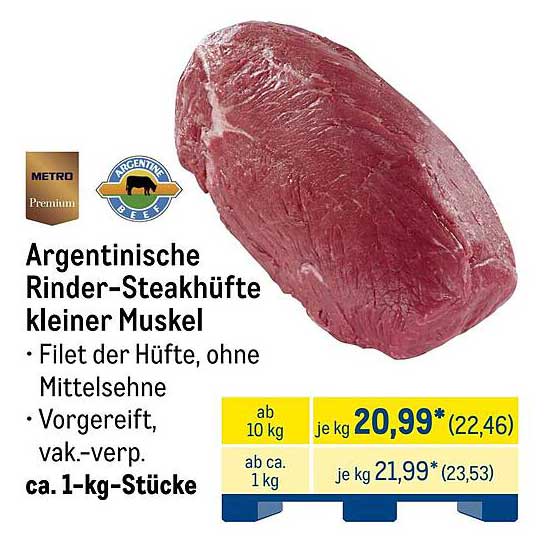 Argentinische Rinder-Steakhüfte kleiner Muskel