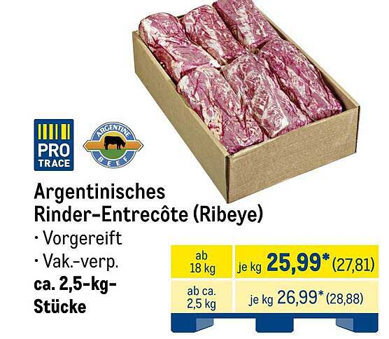 Argentinisches Rinder-Entrecôte (Ribeye) - Vorgereift und Vakuumverpackt