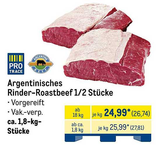 Argentinisches Rinder-Roastbeef 1/2 Stücke