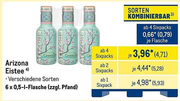 Arizona Eistee – 6 x 0,5-l-Flasche (verschiedene Sorten)