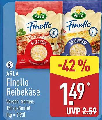 ARLA Finello Reibekäse - Pizzakäse und Gratinkäse