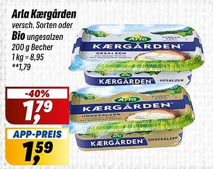 Arla Kærgården verschiedene Sorten oder Bio ungesalzen 200 g Becher
