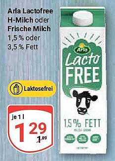 Arla Lactofree H-Milch oder Frische Milch 1,5 % oder 3,5 % Fett