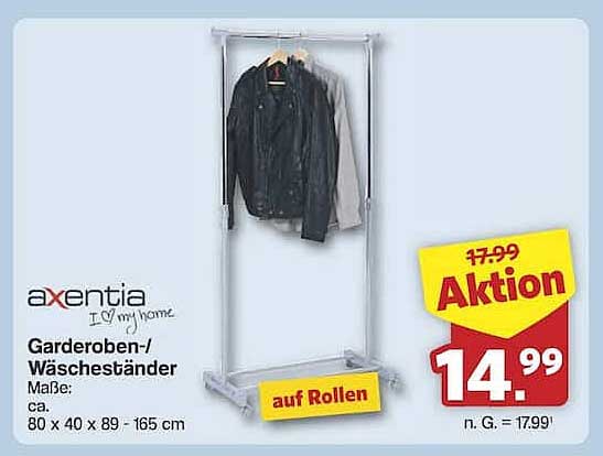axentia Garderoben-/Wäscheständer auf Rollen