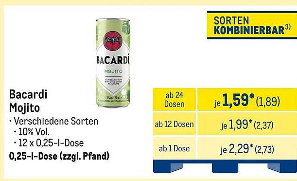Bacardi Mojito 0,25 l Dose