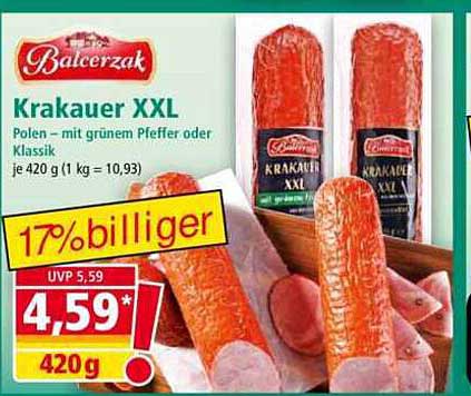 Balcerzak Krakauer XXL – Polen – mit grünem Pfeffer oder Klassik