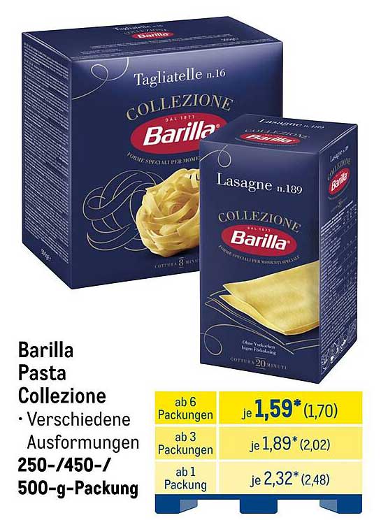 Barilla Pasta Collezione - Verschiedene Ausformungen 250-/450-/500-g-Packung