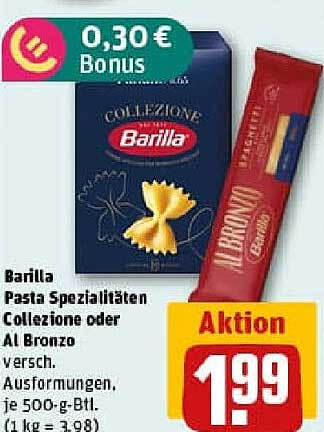 Barilla Pasta Spezialitäten Collezione oder Al Bronzo – nur 1,99 €