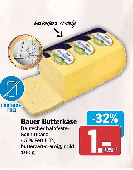 Bauer Butterkäse - Deutscher halbfester Schnittkäse