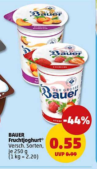 BAUER Fruchtjoghurt Versch. Sorten, je 250 g