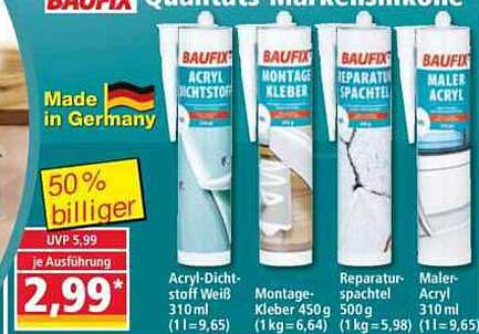BAUFIX Acryl-Dichtstoff Weiß 310 ml - Jetzt zum Sonderpreis!