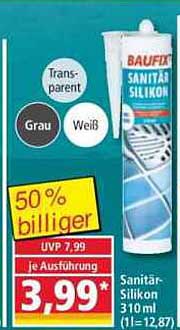 BAUFIX Sanitär-Silikon 310 ml - 50% billiger!