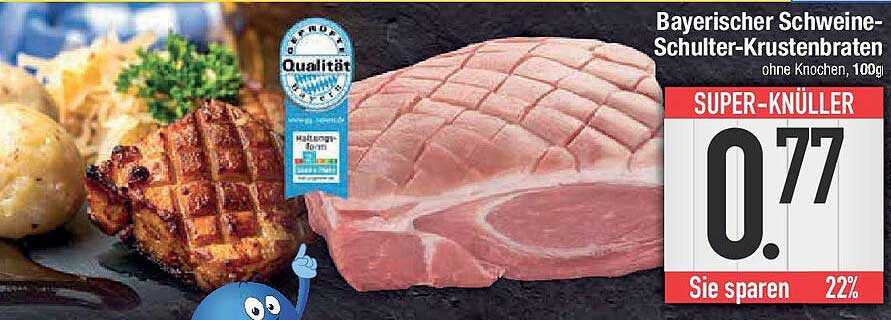 Bayerischer Schweine-Schulter-Krustenbraten ohne Knochen, 100g