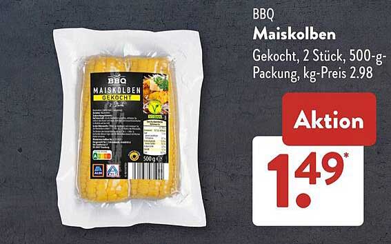 BBQ Maiskolben, gekocht, 2 Stück, 500-g-Packung