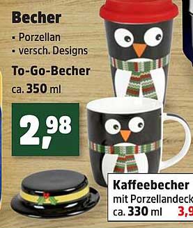 Becher - To-Go-Becher und Kaffee Becher mit Porzellan Deckel