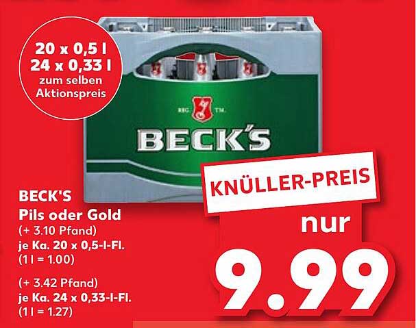 BECK'S Pils oder Gold – Knaller-Preis!