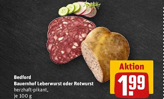 Bedford Bauernhof Leberwurst oder Rotwurst, herzhaft-pikant, je 100 g