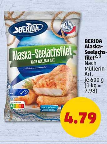 BERIDA Alaska-Seelachsfilet nach Müllerin-Art, je 600 g