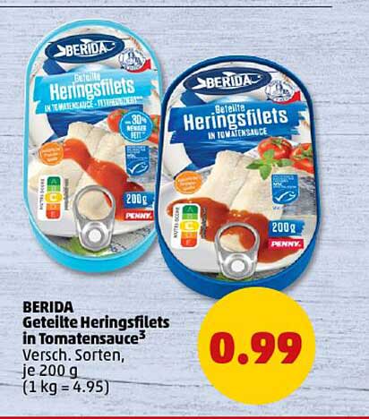 BERIDA Geteilte Heringsfilets in Tomatensauce - 200 g