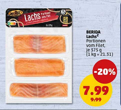 BERIDA Lachs² Portionen vom Filet, je 375 g
