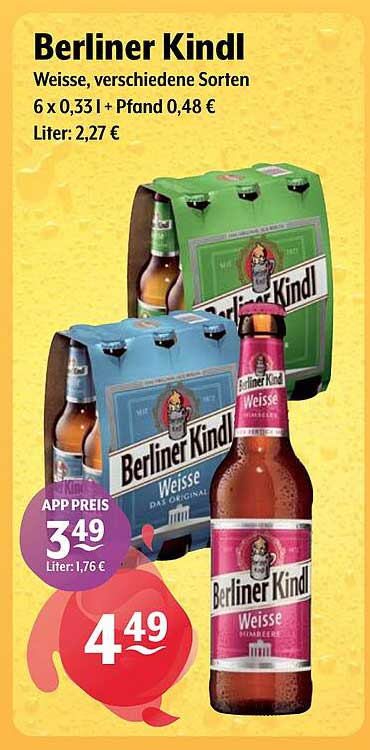 Berliner Kindl Weisse, verschiedene Sorten - 6 x 0,33 l