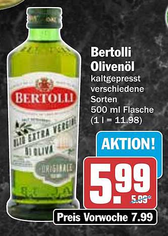 Bertolli Olivenöl kaltgepresst verschiedene Sorten 500 ml Flasche
